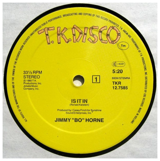 JIMMY "BO" HORNE - IS IT IN | 12" MAXI SINGLE VINILO USADO