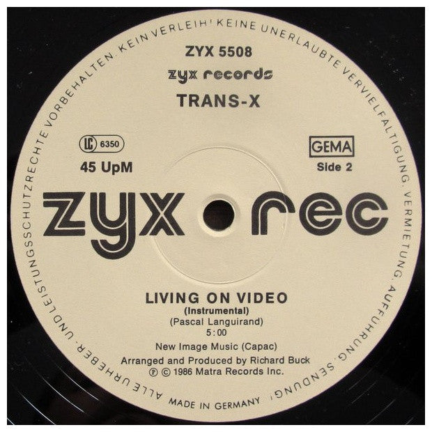 TRANS-X - LIVING ON VIDEO (86 REMIX) | 12" MAXI SINGLE VINILO USADO