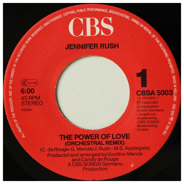 JENNIFER RUSH - THE POWER OF LOVE (ORCHESTRAL Remix) | 7" SINGLE USADO