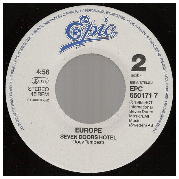 EUROPE - ROCK THE NIGHT | 7" SINGLE USADO