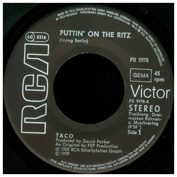 TACO - PUTTIN ON THE RITZ | 7" SINGLE USADO