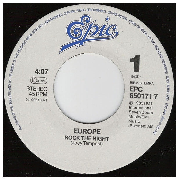 EUROPE - ROCK THE NIGHT | 7" SINGLE USADO
