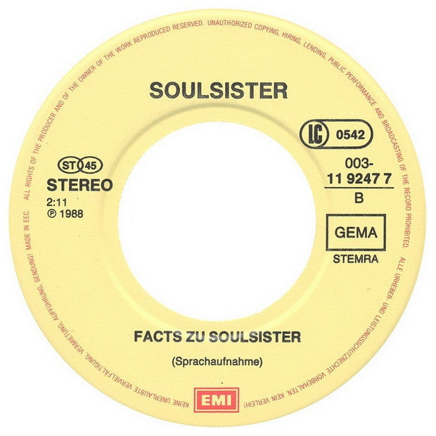 SOULSISTER - THE WAY TO YOUR HEART | 7" SINGLE USADO
