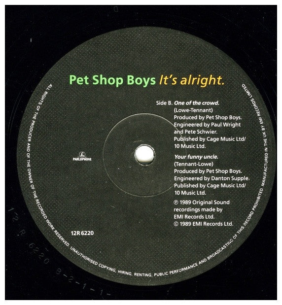 PET SHOP BOYS - IT S ALRIGHT | 12" MAXI SINGLE VINILO USADO