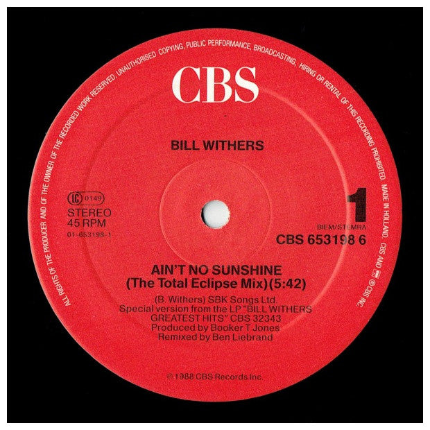 BILL WITHERS - AIN´T NO SUNSHINE | 12" MAXI SINGLE USADO