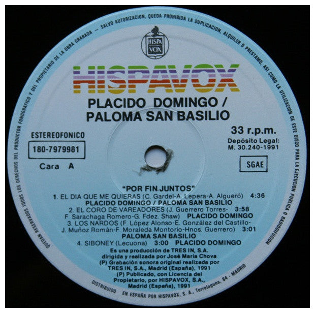 PALOMA SAN BASILIO y PLACIDO DOMINGO - POR FIN JUNTOS (2LP) | VINILO USADO