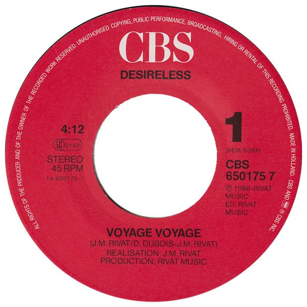 DESIRELESS - VOYAGE VOYAGE | 7" SINGLE USADO