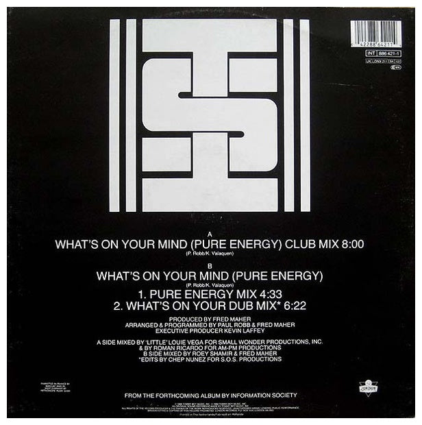 INFORMATION SOCIETY - WHAT S ON YOUR MIND (PURE ENERGY) | 12" MAXI SINGLE VINILO USADO