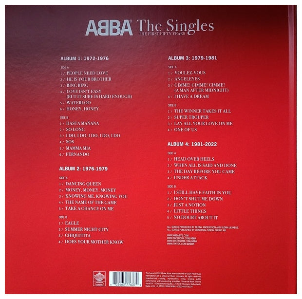 ABBA - SINGLES: THE FIRST FIFTY YEARS (4LP BOX SET) | VINILO