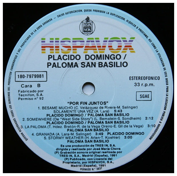 PALOMA SAN BASILIO y PLACIDO DOMINGO - POR FIN JUNTOS (2LP) | VINILO USADO