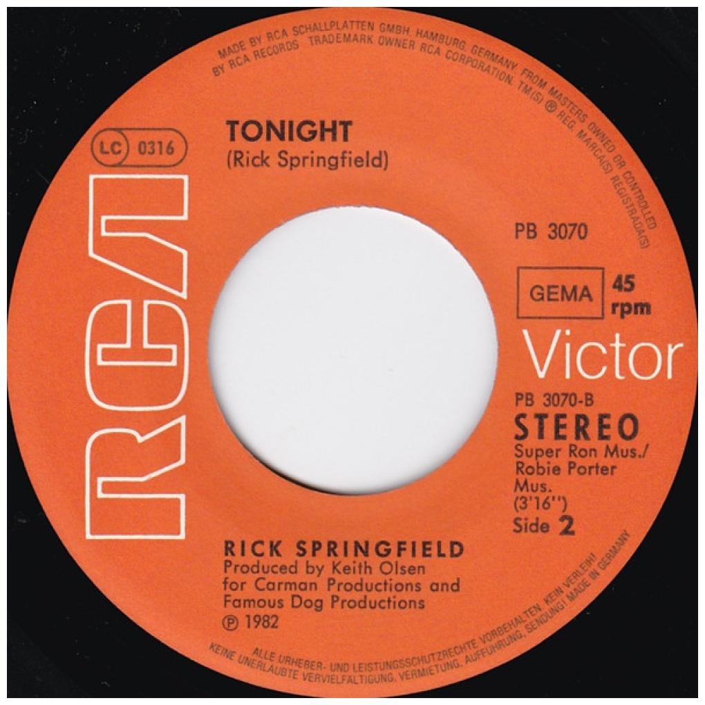 RICK SPRINGFIELD - DON'T TALK TO STRANGERS | 7" SINGLE USADO