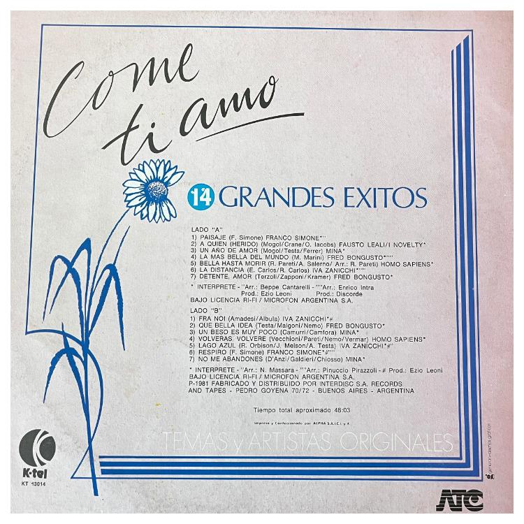 COME TI AMO - 14 GRANDES EXITOS ORIGINALES | VINILO USADO