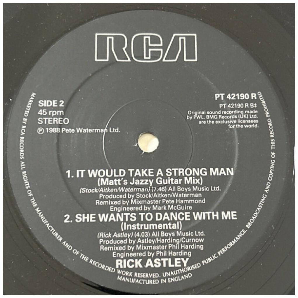 RICK ASTLEY - SHE WANTS TO DANCE WITH ME | 12" MAXI SINGLE VINILO USADO