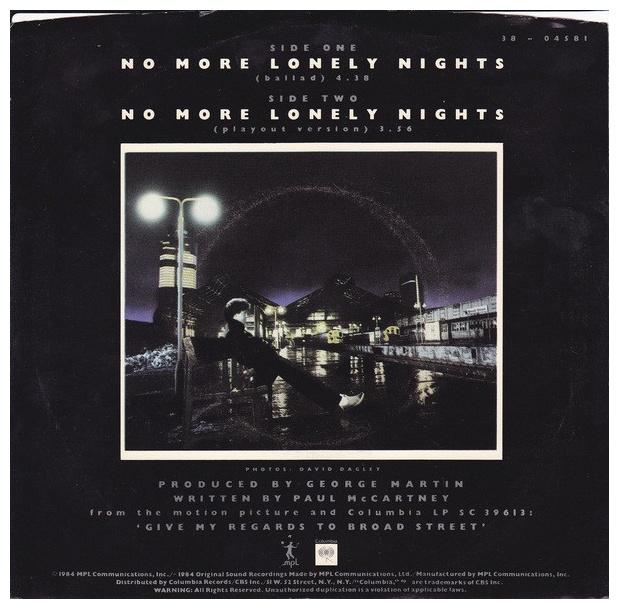 PAUL MCCARTNEY - NO MORE LONELY NIGHTS | 7" SINGLE USADO