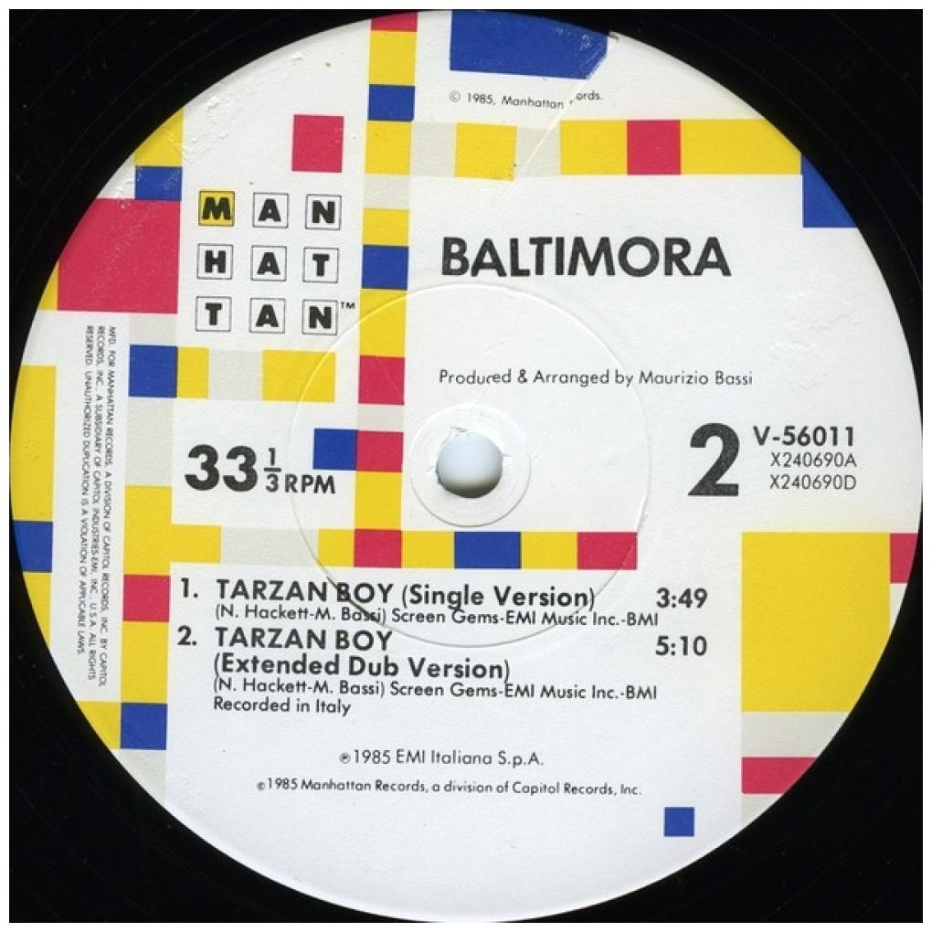 BALTIMORA - TARZAN BOY (PROMO COPY) | 12" MAXI SINGLE VINILO USADO