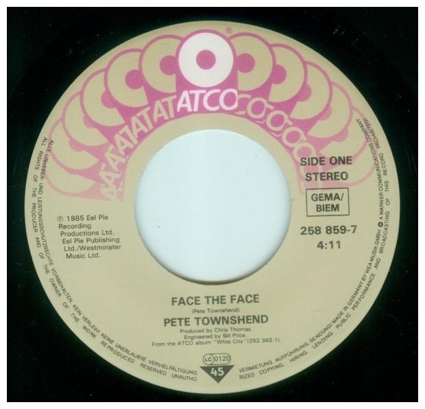 PETE TOWNSHEND - FACE THE FACE | 7 SINGLE VINILO USADO