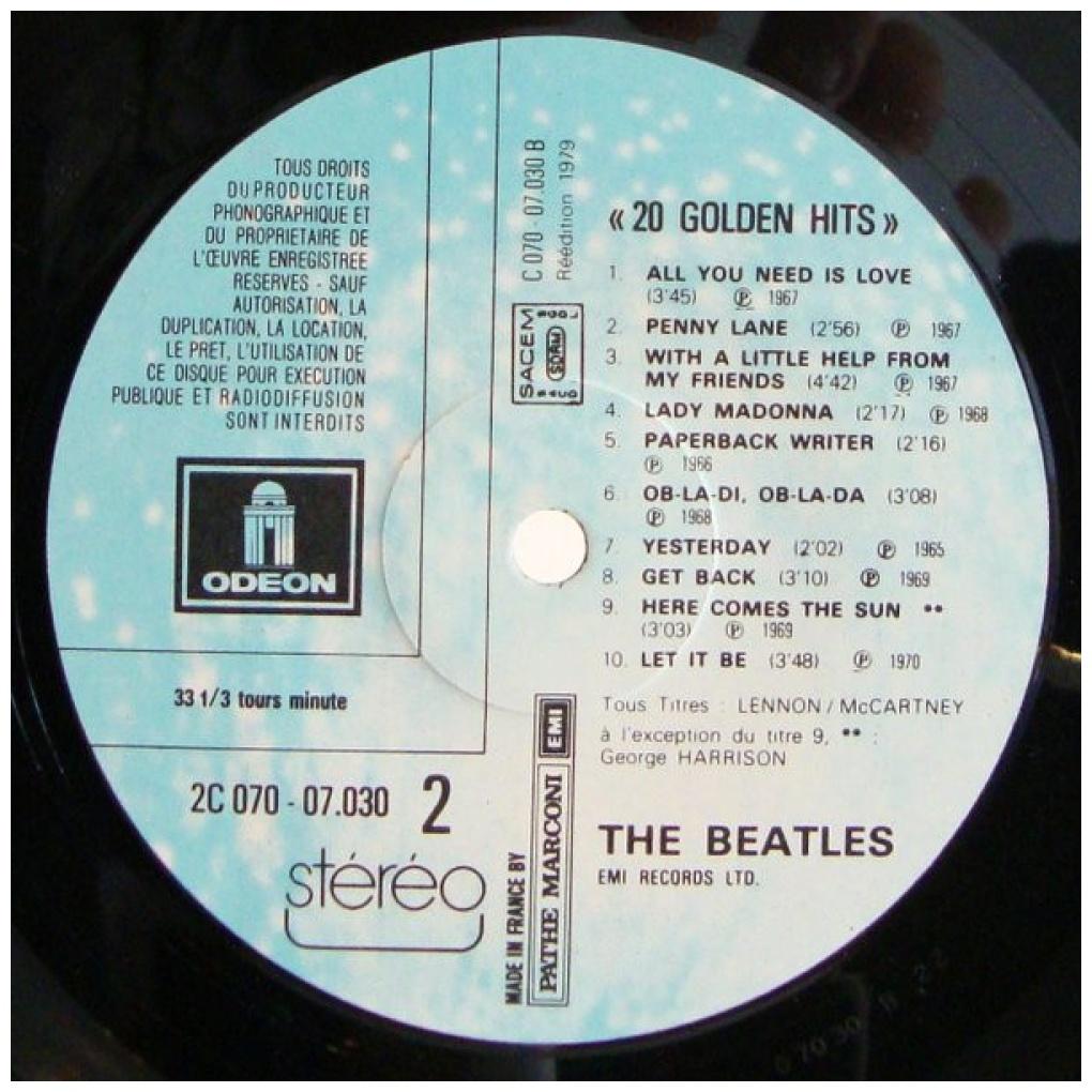 BEATLES - 20 GOLDEN HITS (MADE IN FRANCE) | VINILO USADO