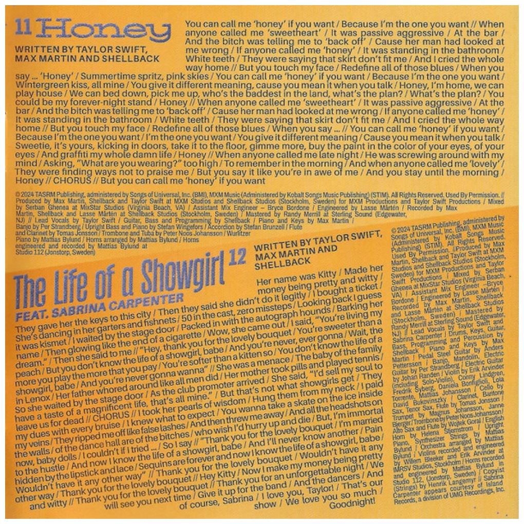 TAYLOR SWIFT - LIFE OF A SHOWGIRL (SWEAT & VANILLA PERFUME W/ POSTER) | CD