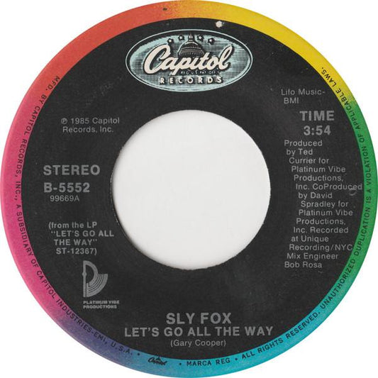 SLY FOX - LET S GO ALL THE WAY | 7" SINGLE VINILO USADO