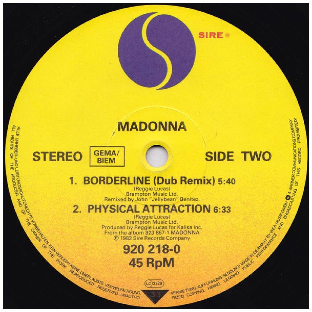 MADONNA - BORDERLINE | 12'' MAXI SINGLE USADO