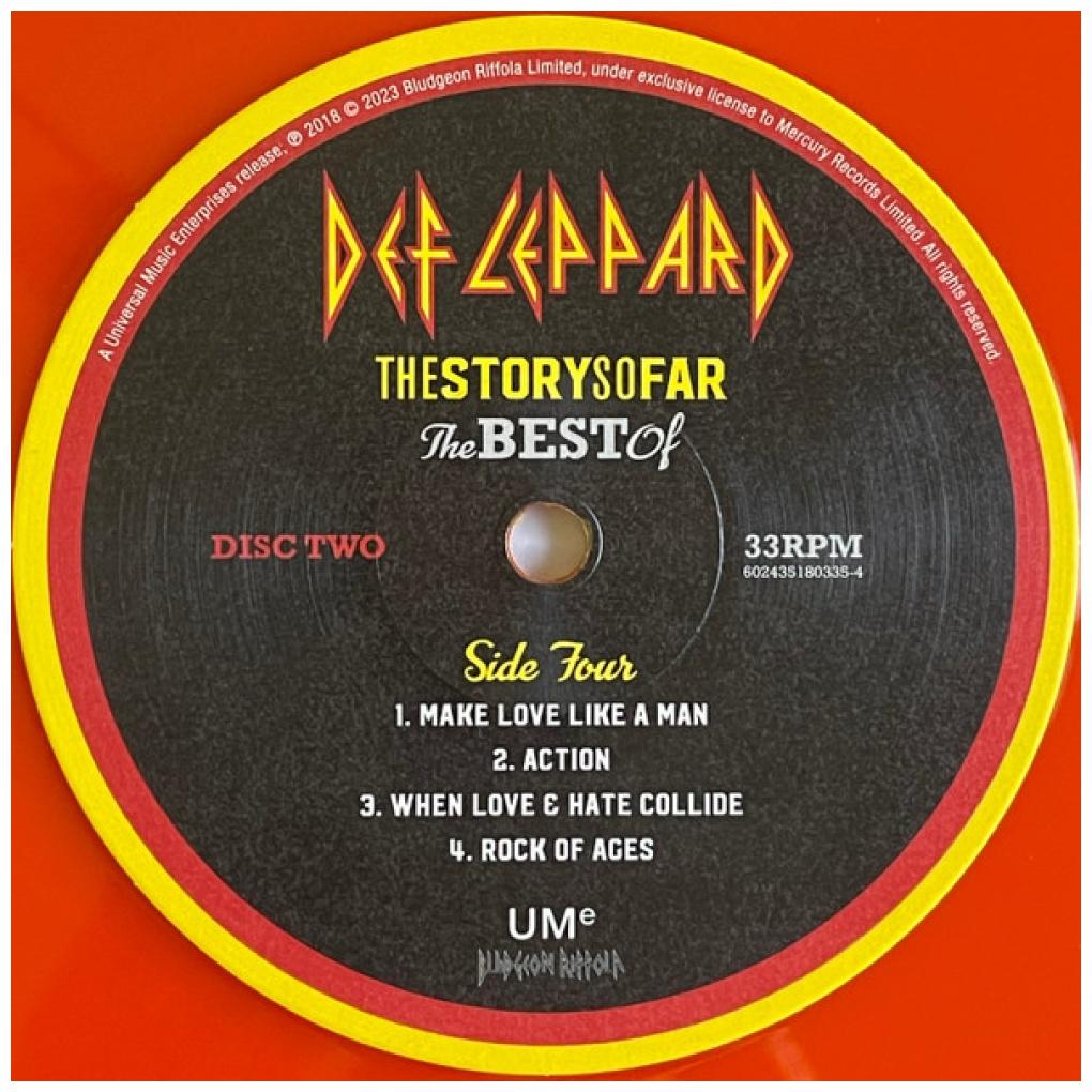 DEF LEPPARD - THE STORY SO FAR: THE BEST OF (2LP) (TRANSLUCENT ORANGE/YELLOW VINYL) | VINILO