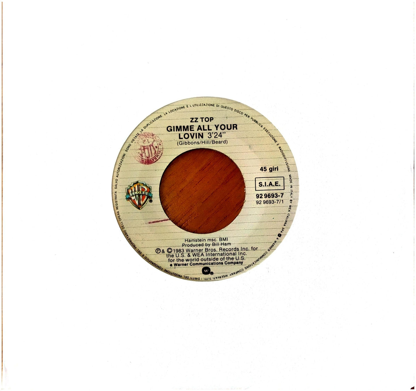 ZZ TOP - GIMME AL YOUR LOVING | 7" SINGLE VINILO USADO