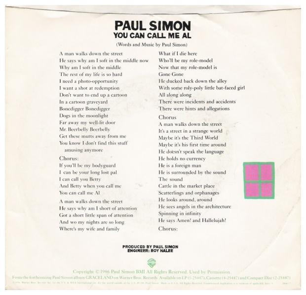 PAUL SIMON - YOU CAN CALL ME ALL | 7" SINGLE VINILO USADO