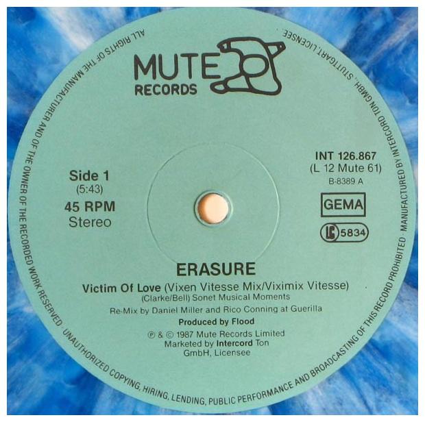 ERASURE - VICTIMS OF LOVE (BLUE VYNIL) | 12" MAXI SINGLE USADO