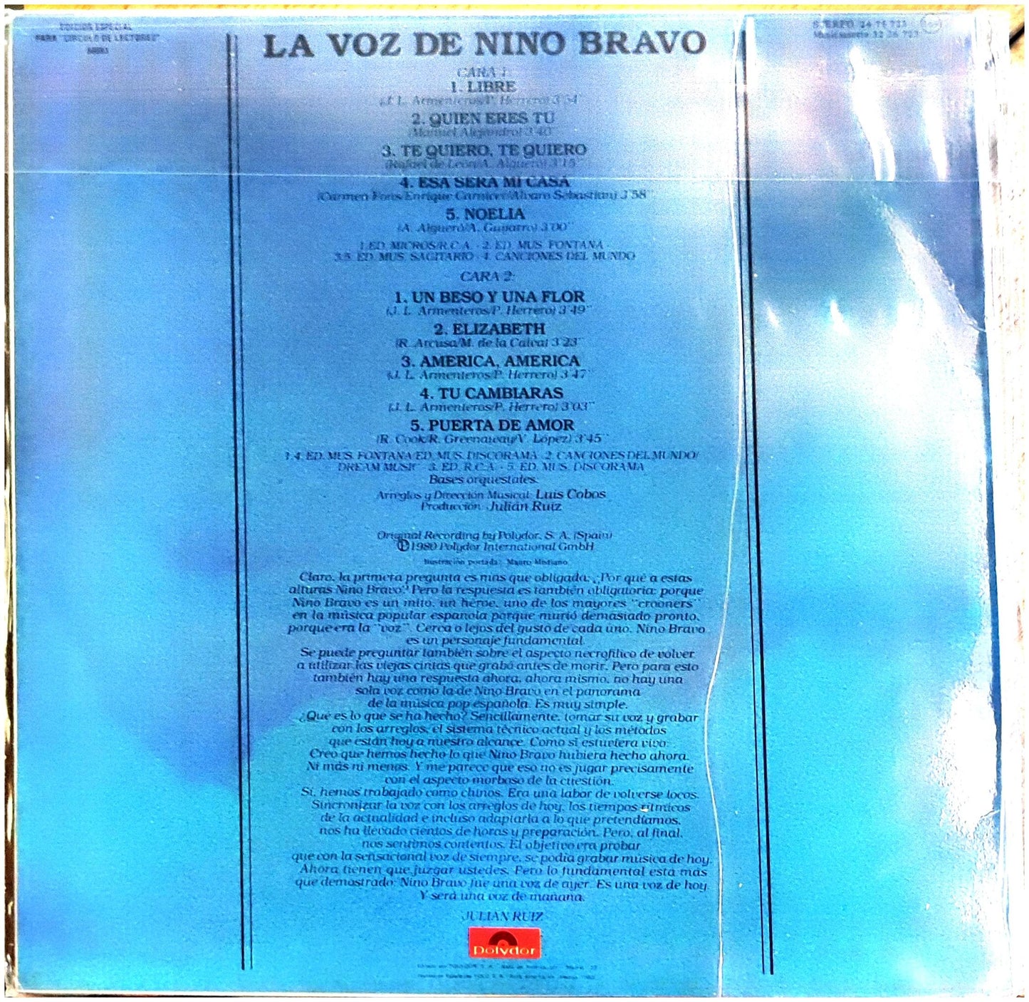 NINO BRAVO - LA VOZ DE NINO BRAVO | VINILO USADO