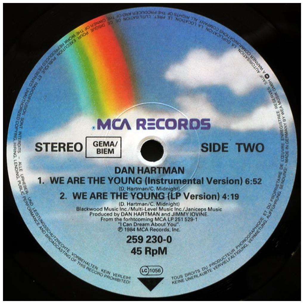 DAN HARTMAN - WE ARE THE YOUNG | 12'' MAXI SINGLE USADO