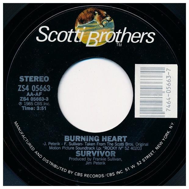 SURVIVOR - BURNING HEART | 7" SINGLE USADO
