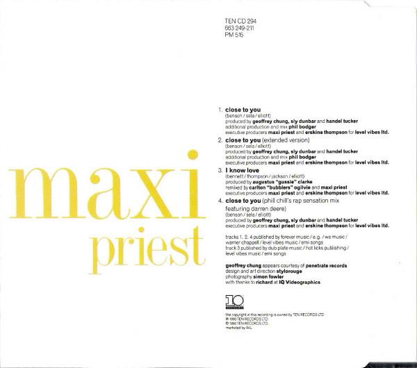 MAXI PRIEST - CLOSE TO YOU | CD SINGLE USADO