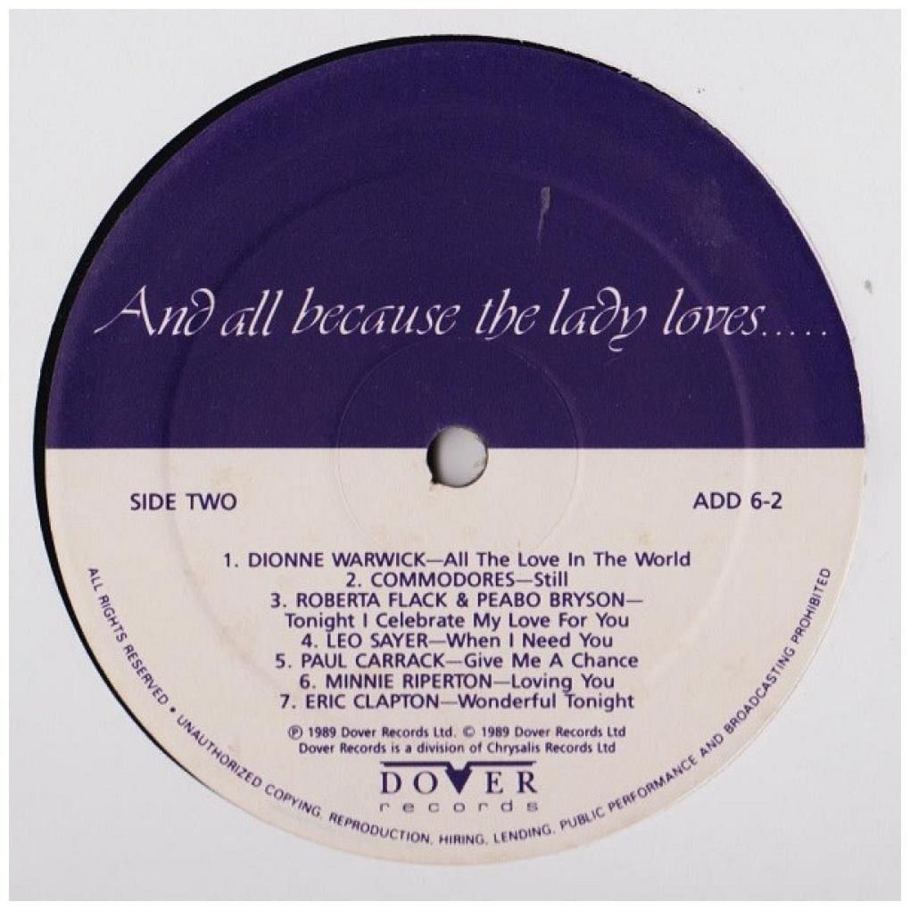 AND ALL BECAUSE THE LADY LOVES - VARIOUS ARTIST: 14 GREAT LOVE SONGS | VINILO USADO
