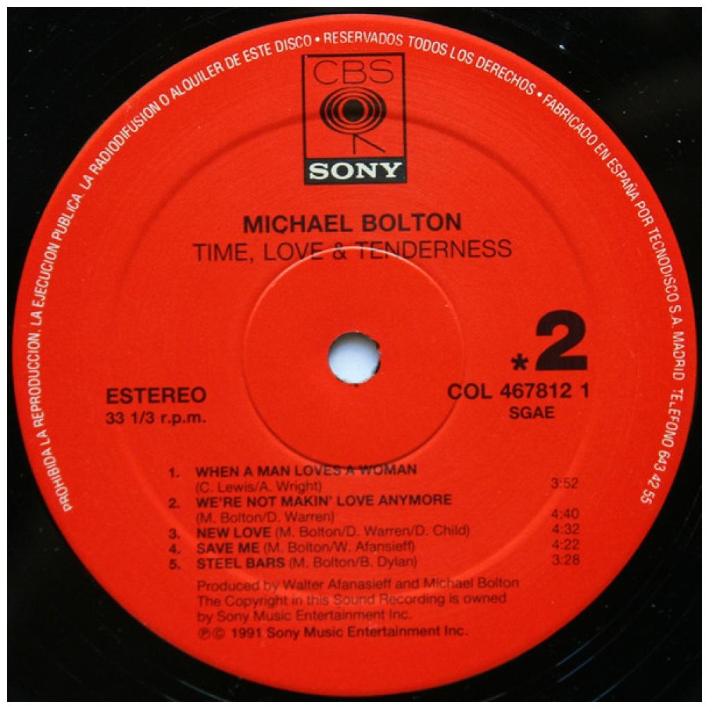 MICHAEL BOLTON - TIME, LOVE & TENDERNESS | VINILO USADO