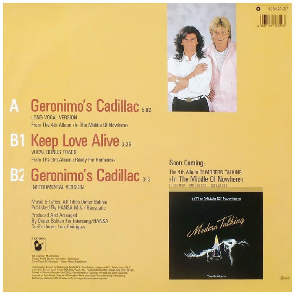 MODERN TALKING - GERONIMO'S CADILLAC | 12" MAXI SINGLE VINILO USADO