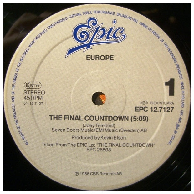 EUROPE - THE FINAL COUNTDOWN | 12" MAXI SINGLE VINILO USADO
