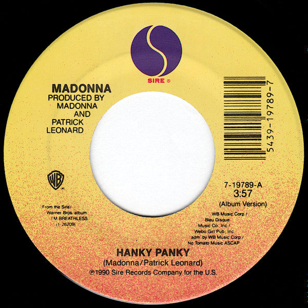 MADONNA - HANKY PANKY | 7" SINGLE USADO