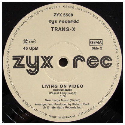 TRANS-X - LIVING ON VIDEO (86 REMIX) | 12" MAXI SINGLE VINILO USADO