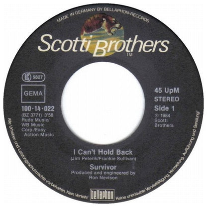 SURVIVOR - I CAN´T HOLD BACK | 7" SINGLE USADO