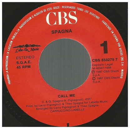 SPAGNA - CALL ME | 7" SINGLE USADO