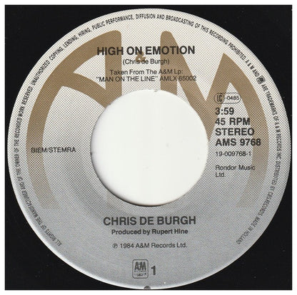 CHRIS DE BURGH - HIGH ON EMOTION | 7" SINGLE USADO
