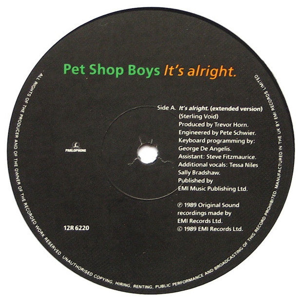 PET SHOP BOYS - IT S ALRIGHT | 12" MAXI SINGLE VINILO USADO