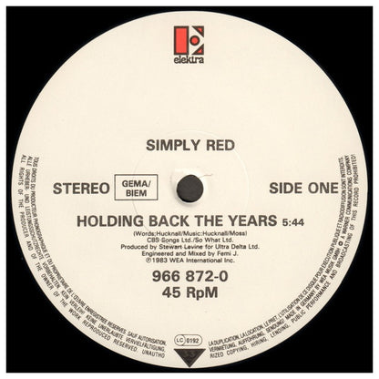 SIMPLY RED - HOLDING BACK THE YEARS | 12" MAXI SINGLE VINILO USADO
