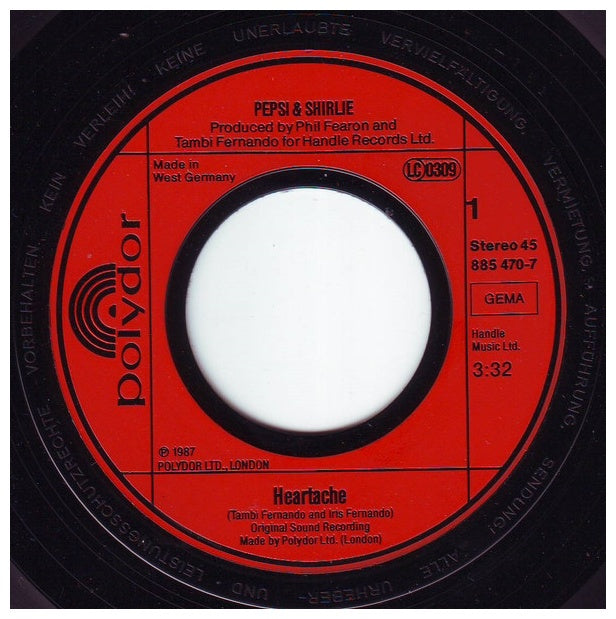 PEPSI & SHIRLIE - HEARTACHE | 7" SINGLE USADO