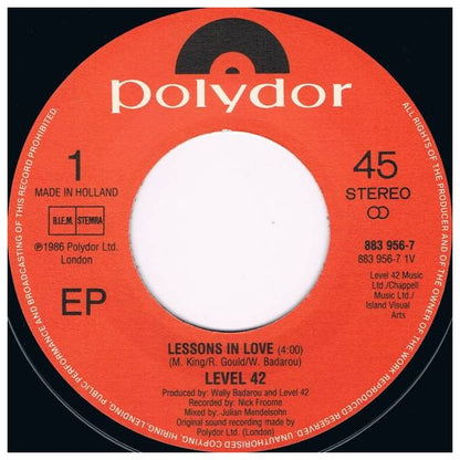 LEVEL 42 - LESSONS IN LOVE | 7" SINGLE USADO