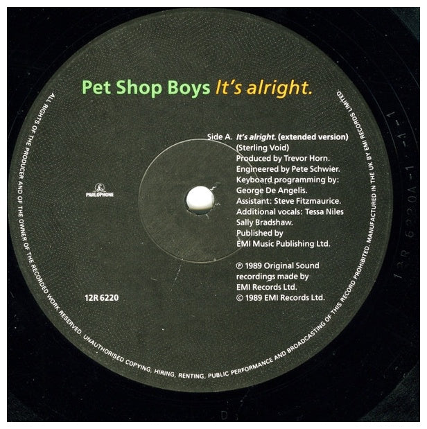 PET SHOP BOYS - IT S ALRIGHT | 12" MAXI SINGLE VINILO USADO