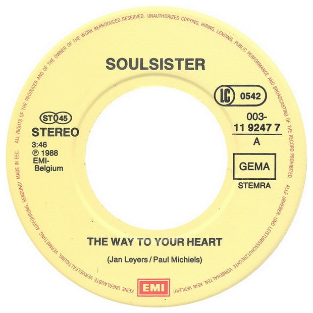 SOULSISTER - THE WAY TO YOUR HEART | 7" SINGLE USADO