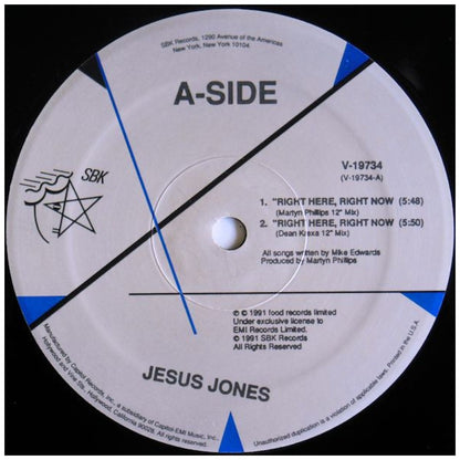 JESUS JONES - RIGHT HERE, RIGHT NOW | 12" MAXI SINGLE VINILO USADO