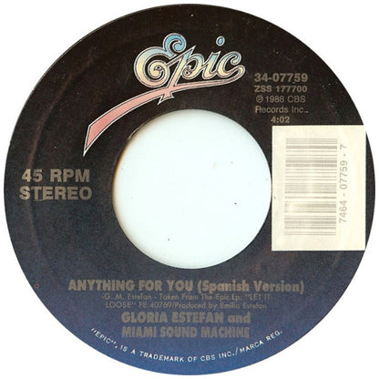 GLORIA ESTEFAN AND MIAMI SOUND MACHINE - ANYTHING FOR YOU | 7" SINGLE USADO