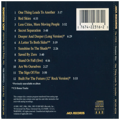 FIXX - ONE THING LEADS TO ANOTHER: GREATEST HITS | CD USADO